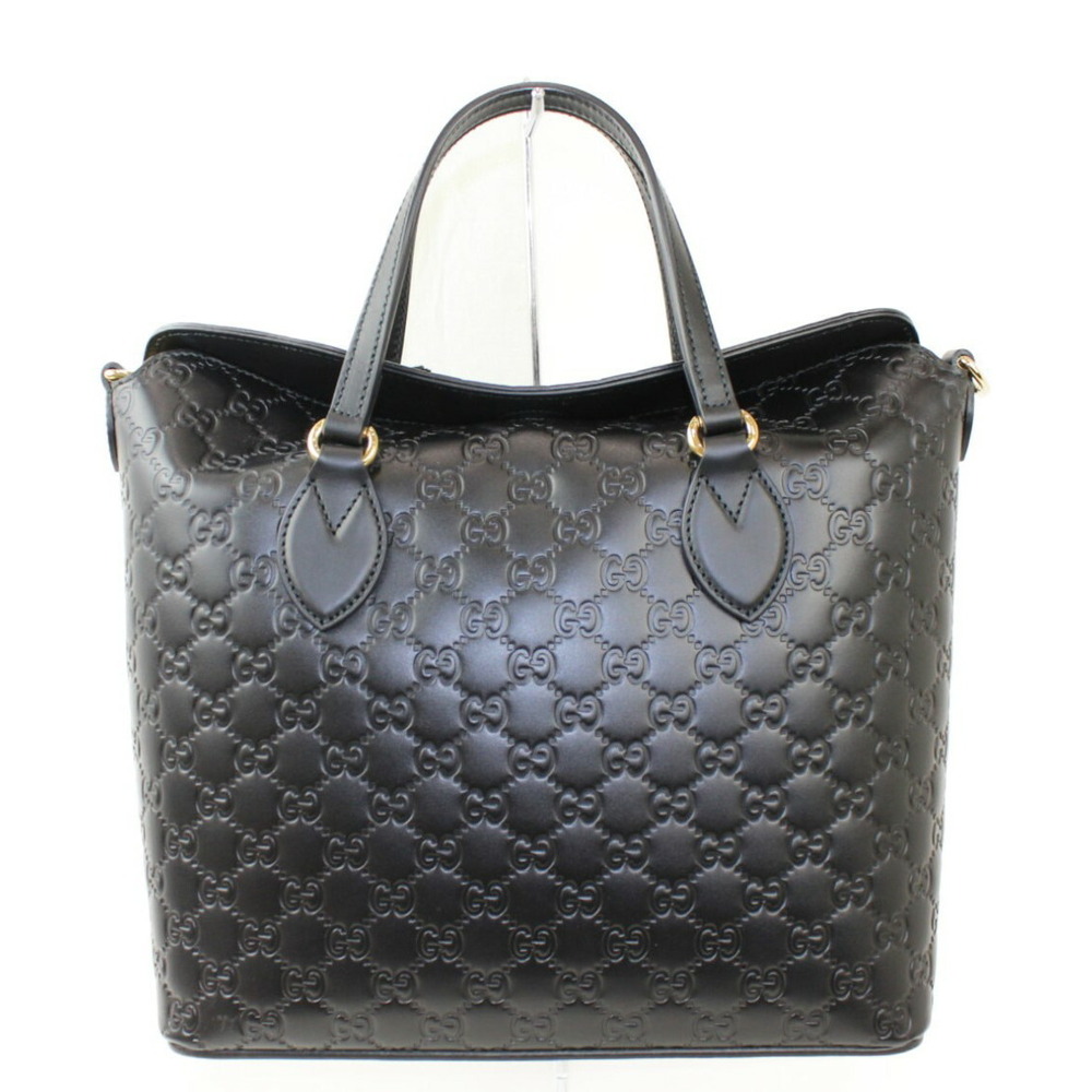 Gucci Signature Leather Top Handle Shoulder Bag Black Elegant